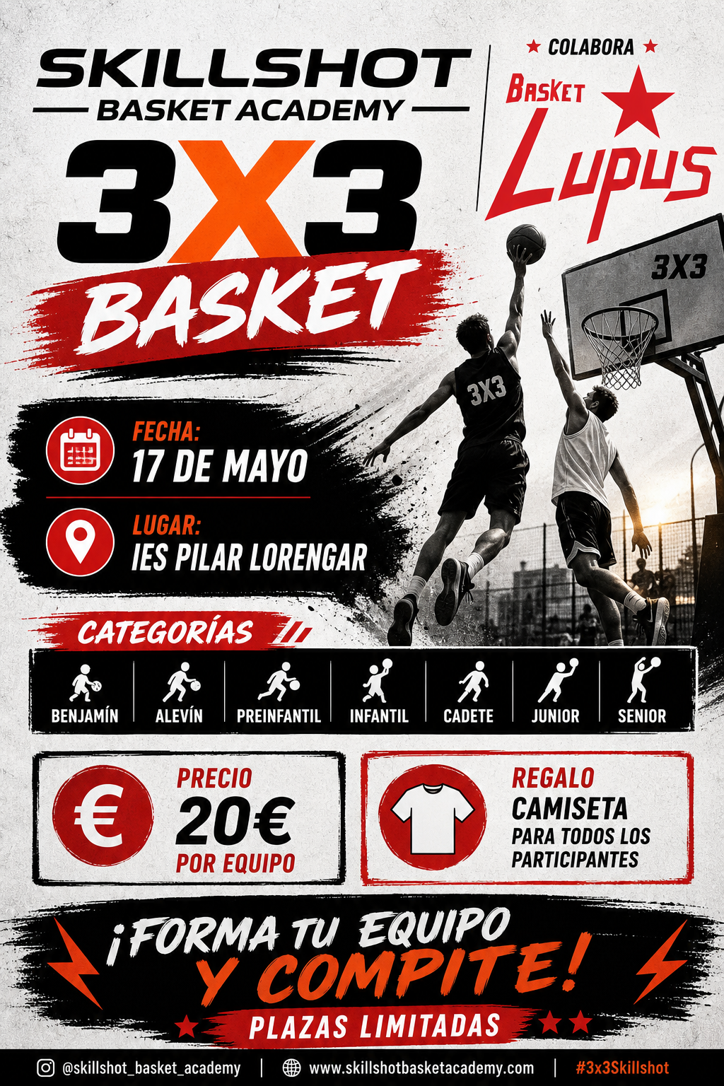 El Torneo 3x3 SkillShot Basket llega a Zaragoza el 17 de mayo con todas las categorías en juego