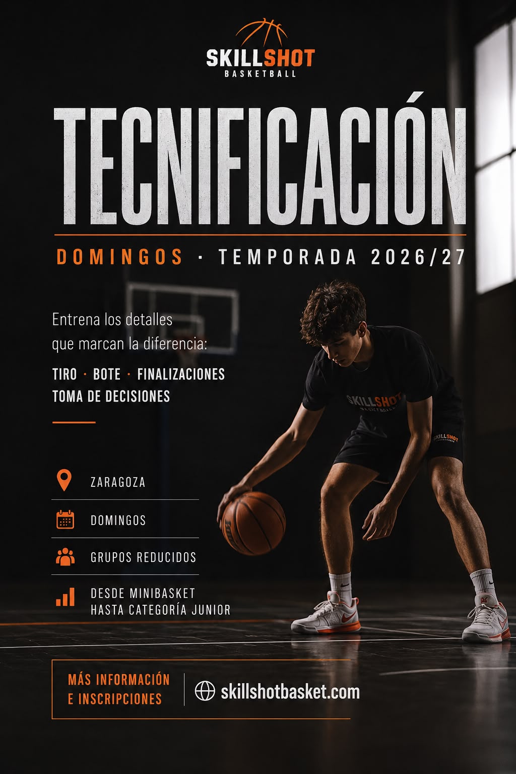 SkillShot Basket lanza la Tecnificación de los Domingos para la temporada 2026–2027 en el IES Pilar Lorengar