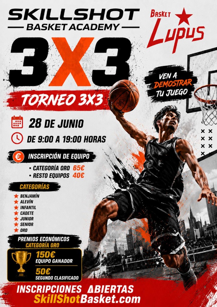Cartel Torneo 3x3 de Verano SkillShot x Lupus